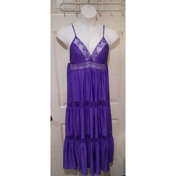 bernette Other - Vintage Nightgown BERNETTE NEW YORK  Purple Lace Long SEXY Lingerie M/L